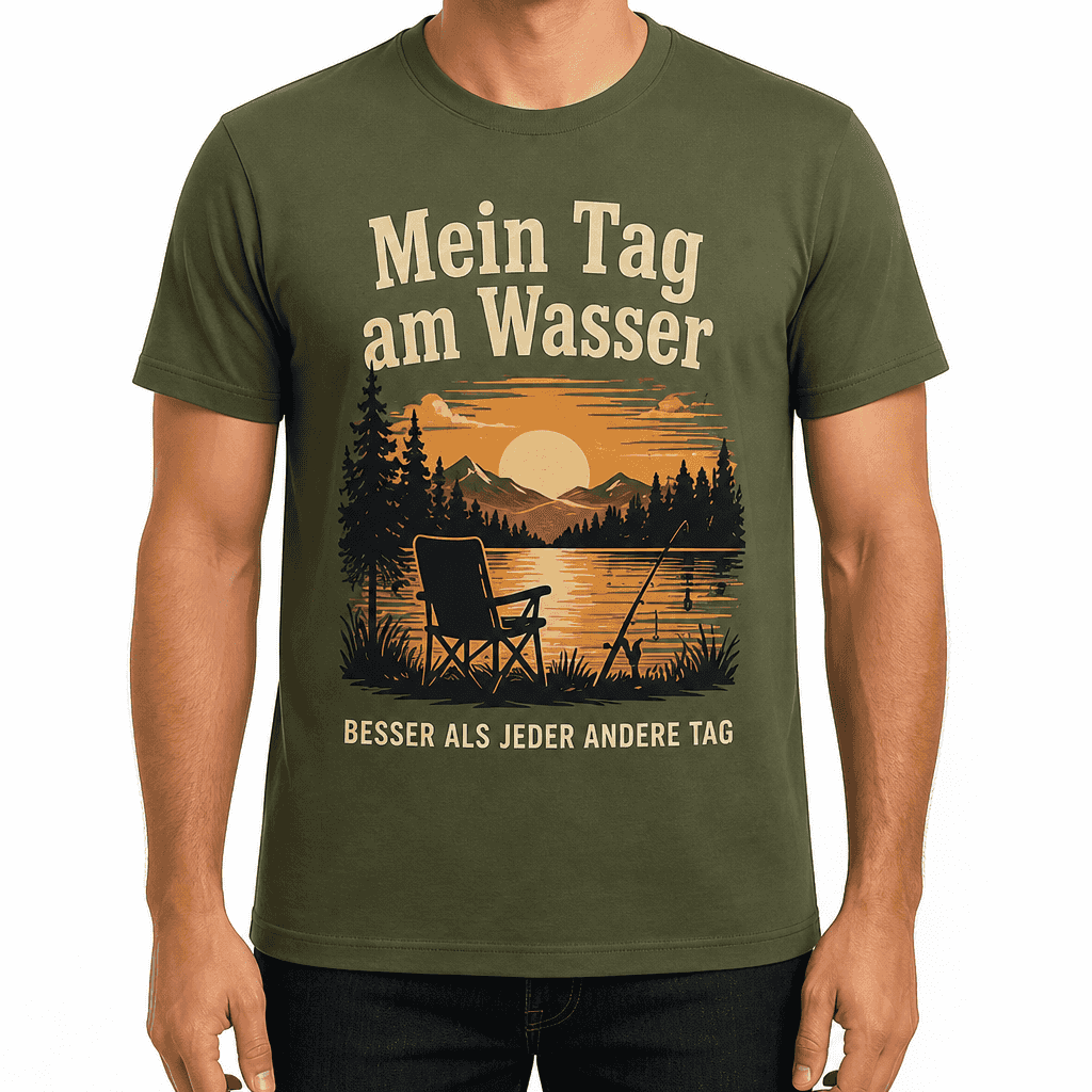 Angler-T-Shirt – Mein Tag am Wasser