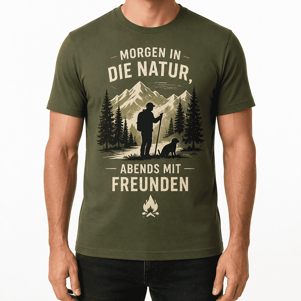Jagd-T-Shirt – MORGEN IN DIE NATUR, ABENDS MIT FREUNDEN