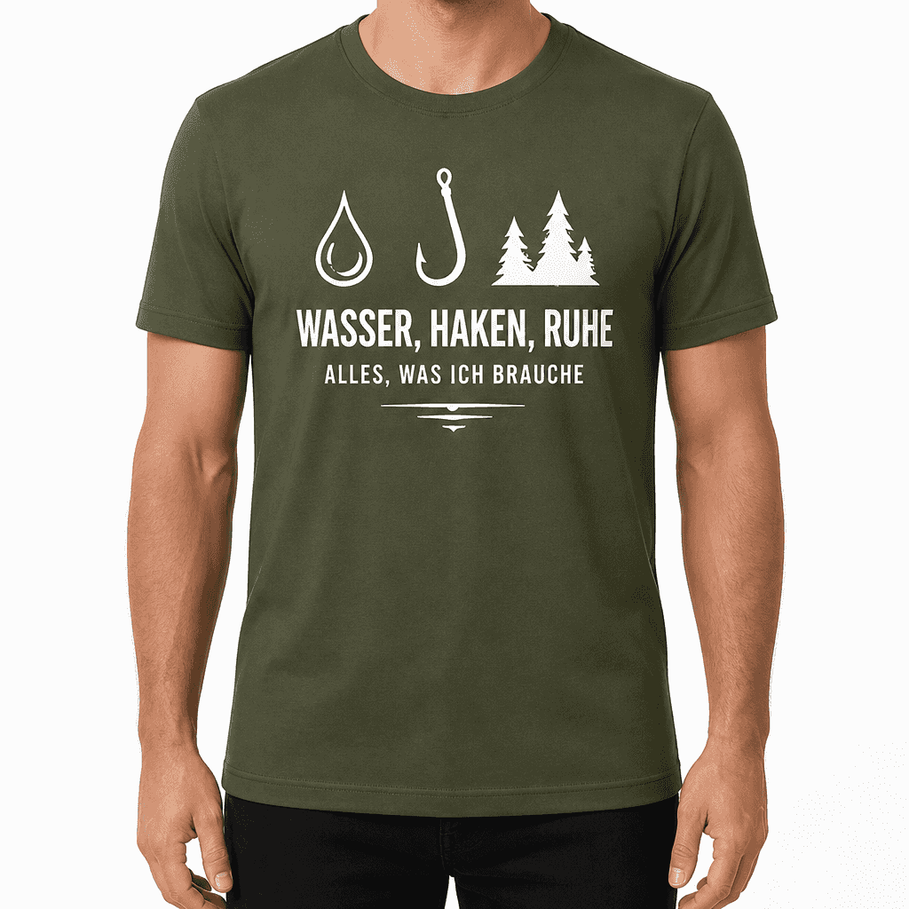 Angler-T-Shirt – Wasser, Haken, Ruhe