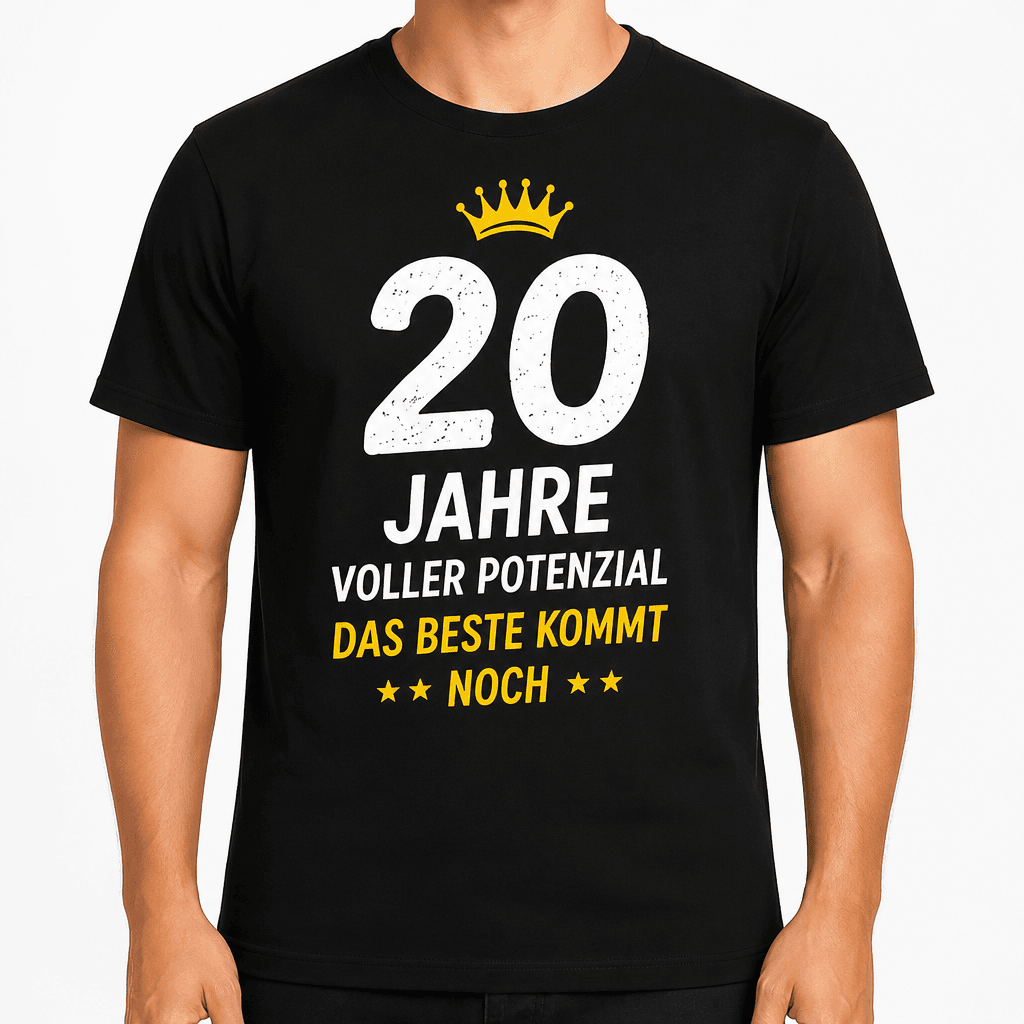 T-Shirt zum 20. Geburtstag – 20 jahre voller potenzial das beste kommt noch