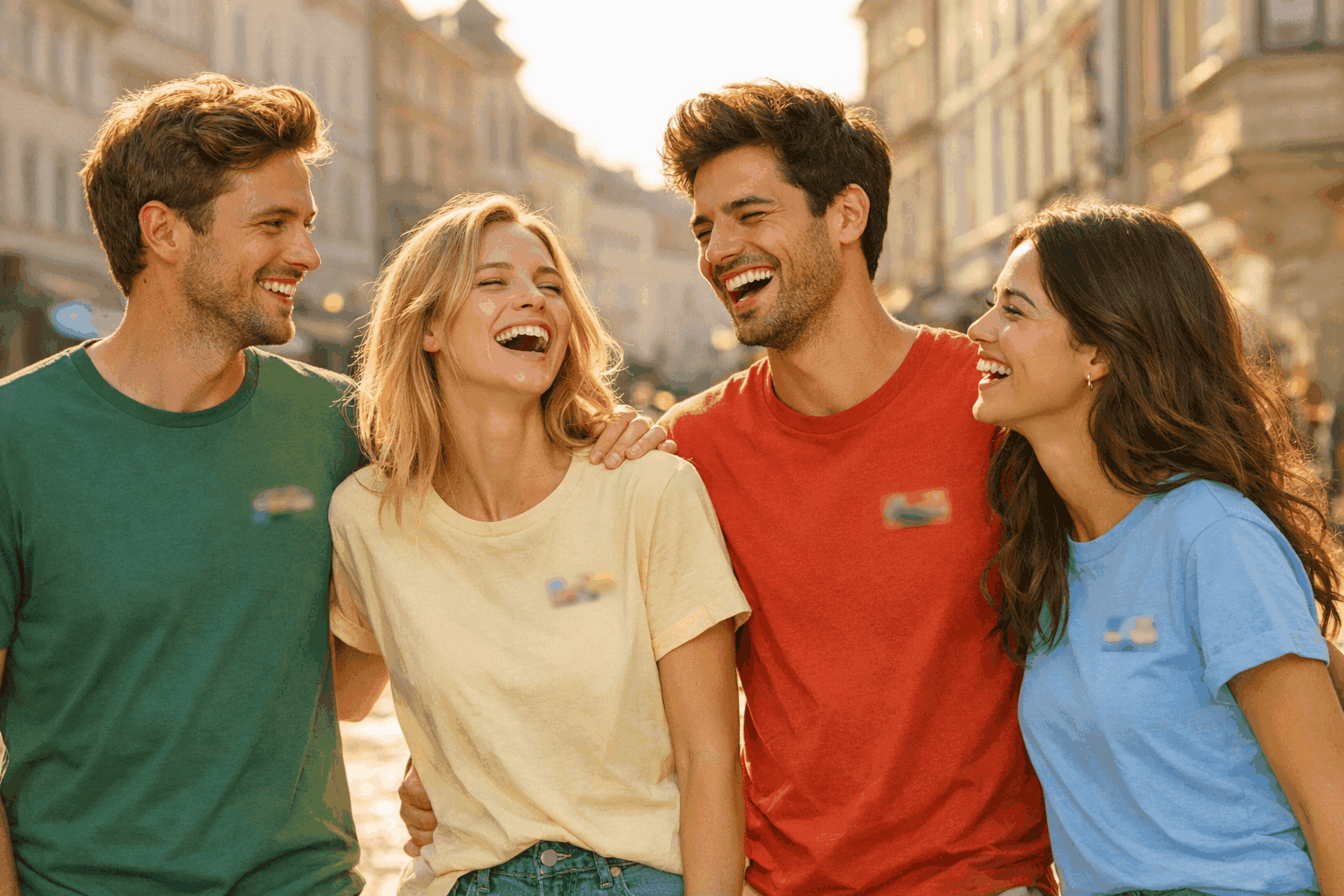 Lachende Freunde in T-Shirts von Top-tees-at.com