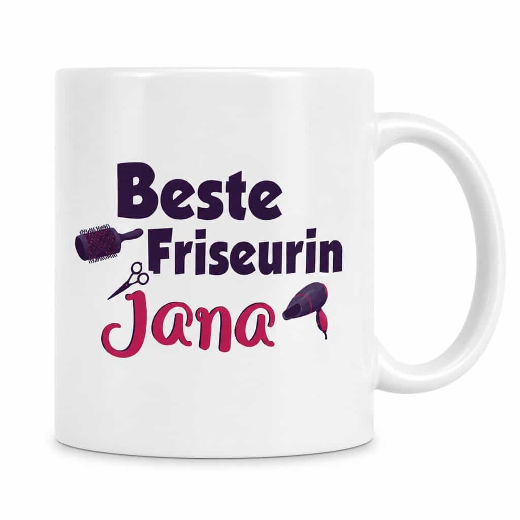 Lustige Tasse Beste Friseurin mit eigenem Namen