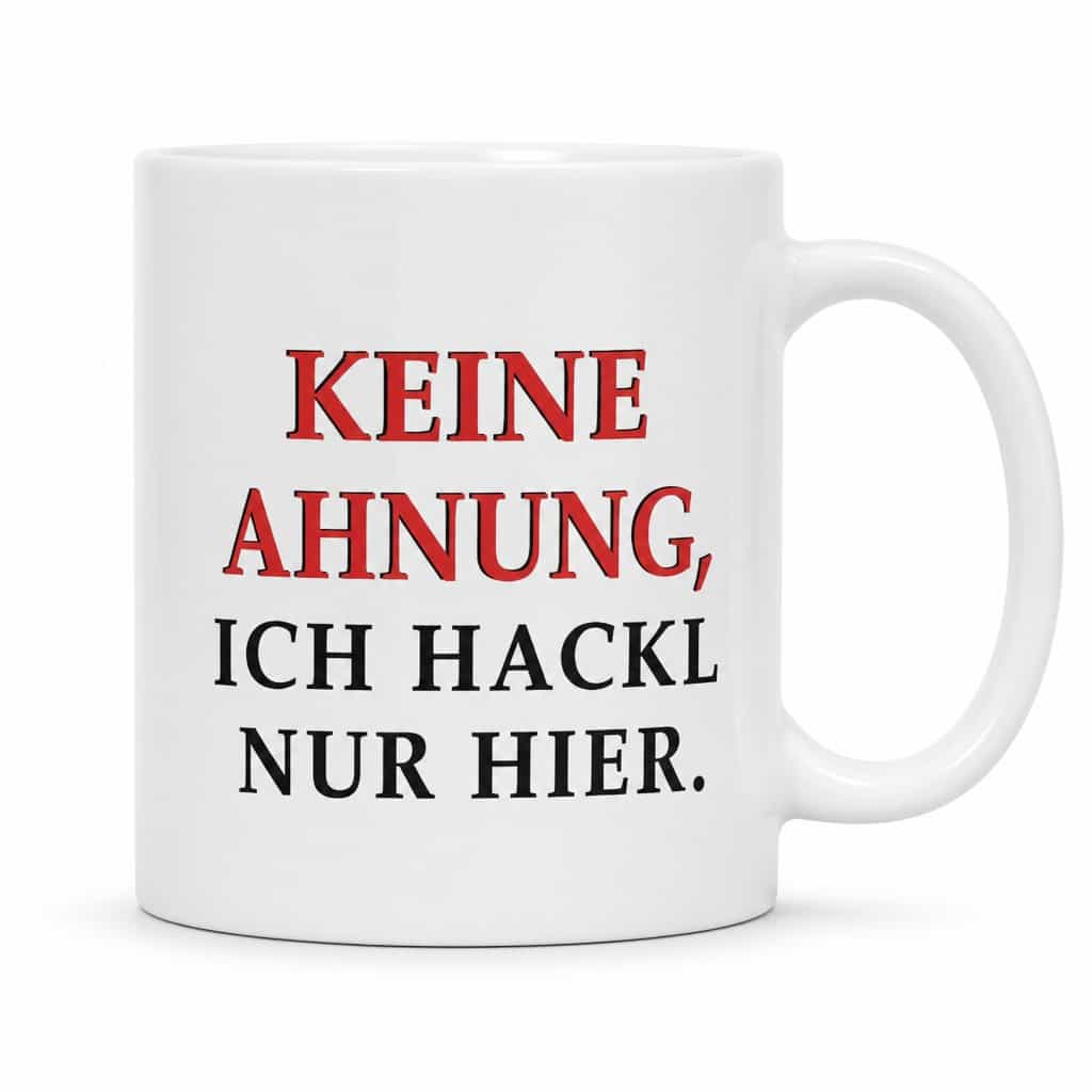 Lustige Tasse Keine Ahnung Arbeite Nur Hier