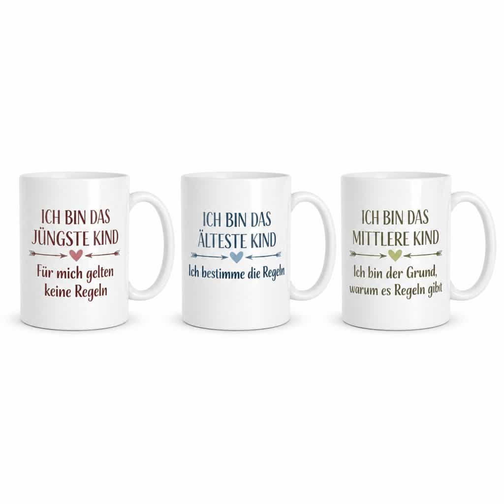 Lustiges Tassen Set 3 Stk Geschwister Regeln