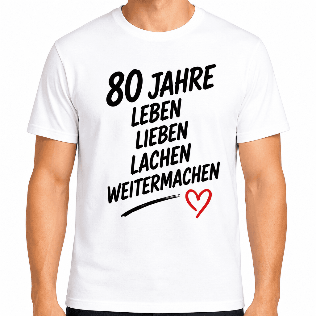 T-Shirt zum 80. Geburtstag – 80 jahre leben lieben lachen weitermachen