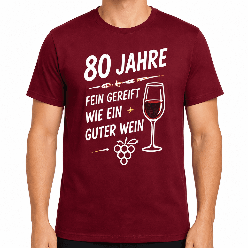 T-Shirt zum 80. Geburtstag – 80 jahre fein gereift wie ein guter wein