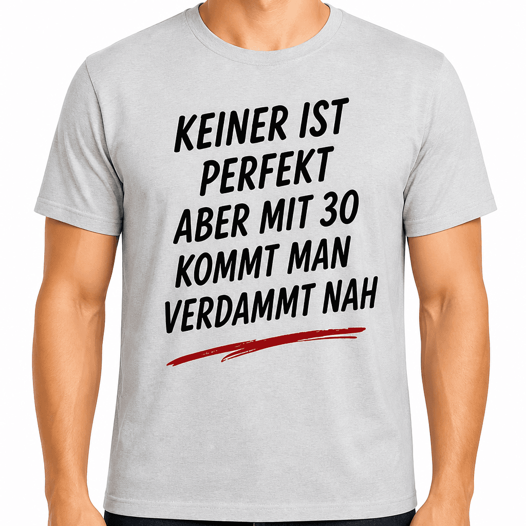 T-Shirt zum 30. Geburtstag – Keiner ist perfekt aber mit 30 kommt man verdammt nah
