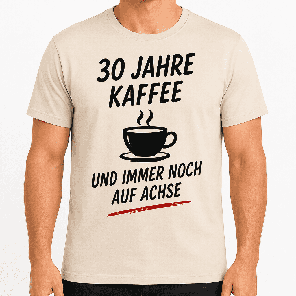 T-Shirt zum 30. Geburtstag – 30 jahre kaffee und immer noch auf achse