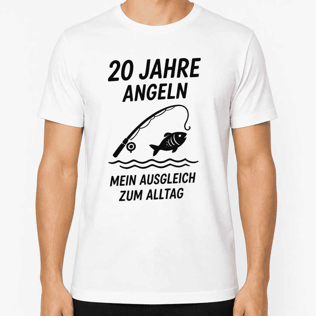 T-Shirt zum 20. Geburtstag – 20 jahre angeln mein ausgleich zum alltag