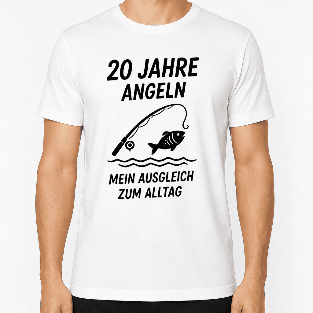 T-Shirt zum 20. Geburtstag – 20 jahre angeln mein ausgleich zum alltag