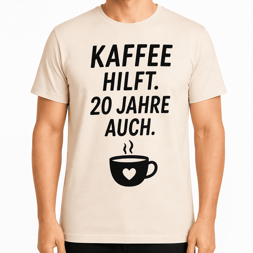 T-Shirt zum 20. Geburtstag – Kaffee hilft. 20 jahre auch.