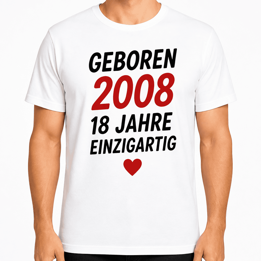 T-Shirt zum 18. Geburtstag – Geboren 2008 18 jahre einzigartig