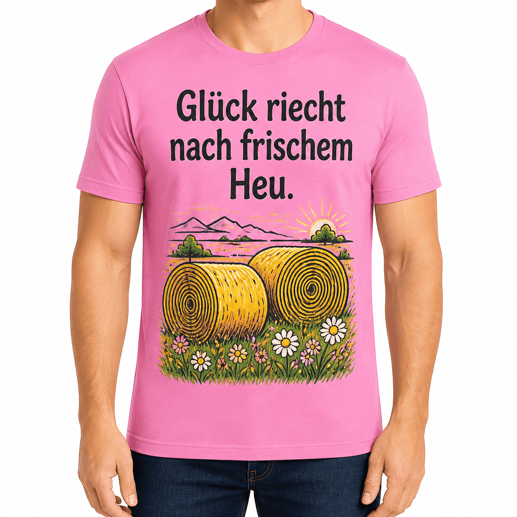 Bauern-T-Shirt – Glück riecht nach frischem Heu.