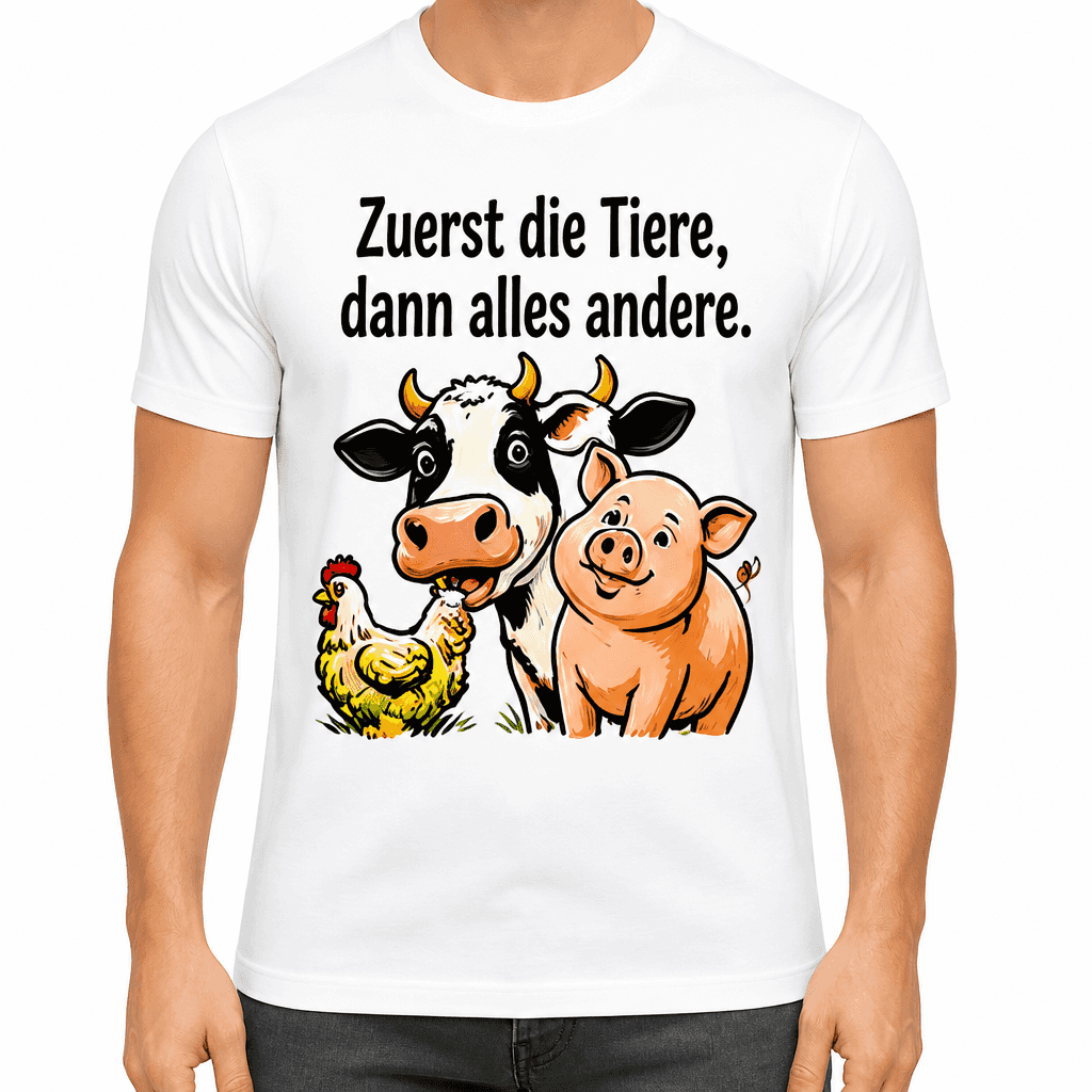 Bauern-T-Shirt – Zuerst die Tiere, dann alles andere.