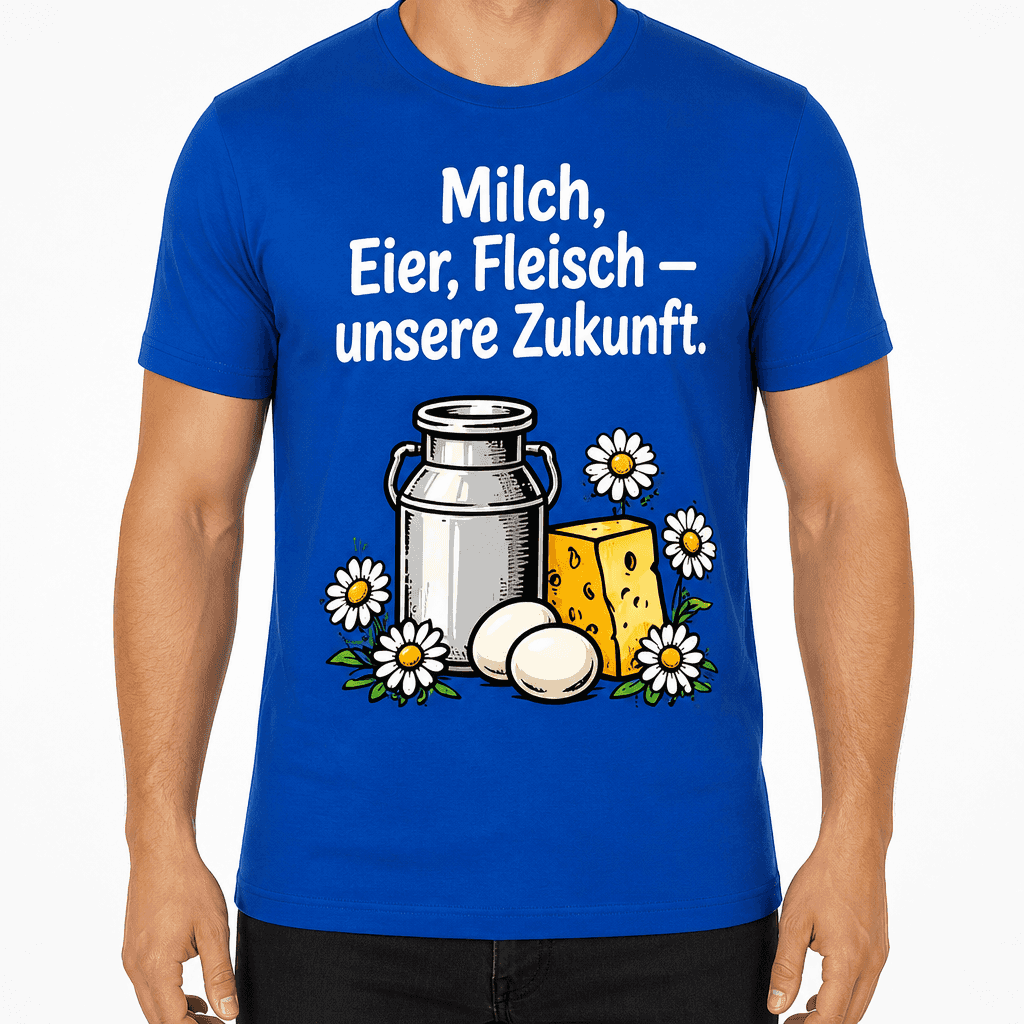 Bauern-T-Shirt – Milch, Eier, Fleisch — unsere Zukunft.