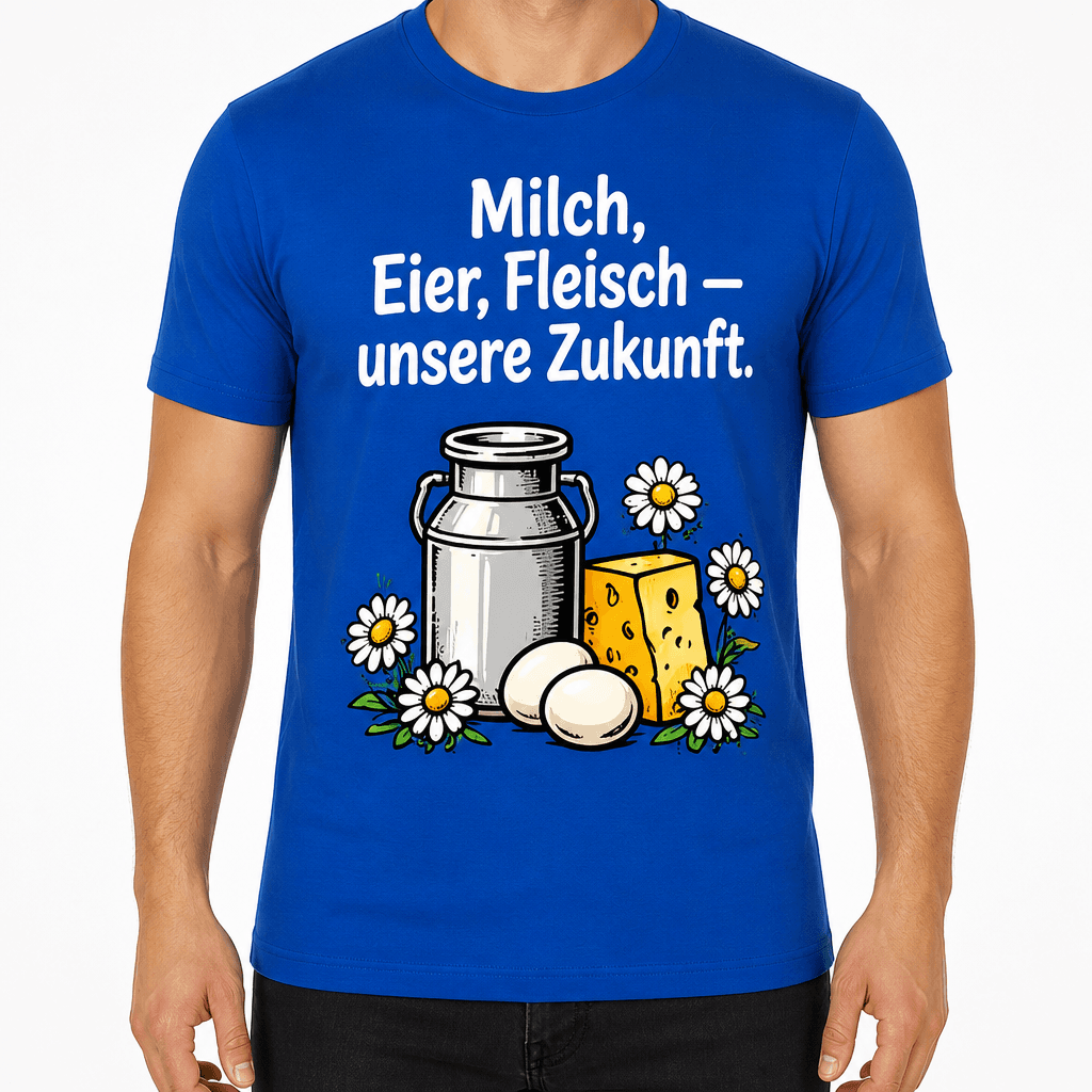 Bauern-T-Shirt – Milch, Eier, Fleisch — unsere Zukunft.