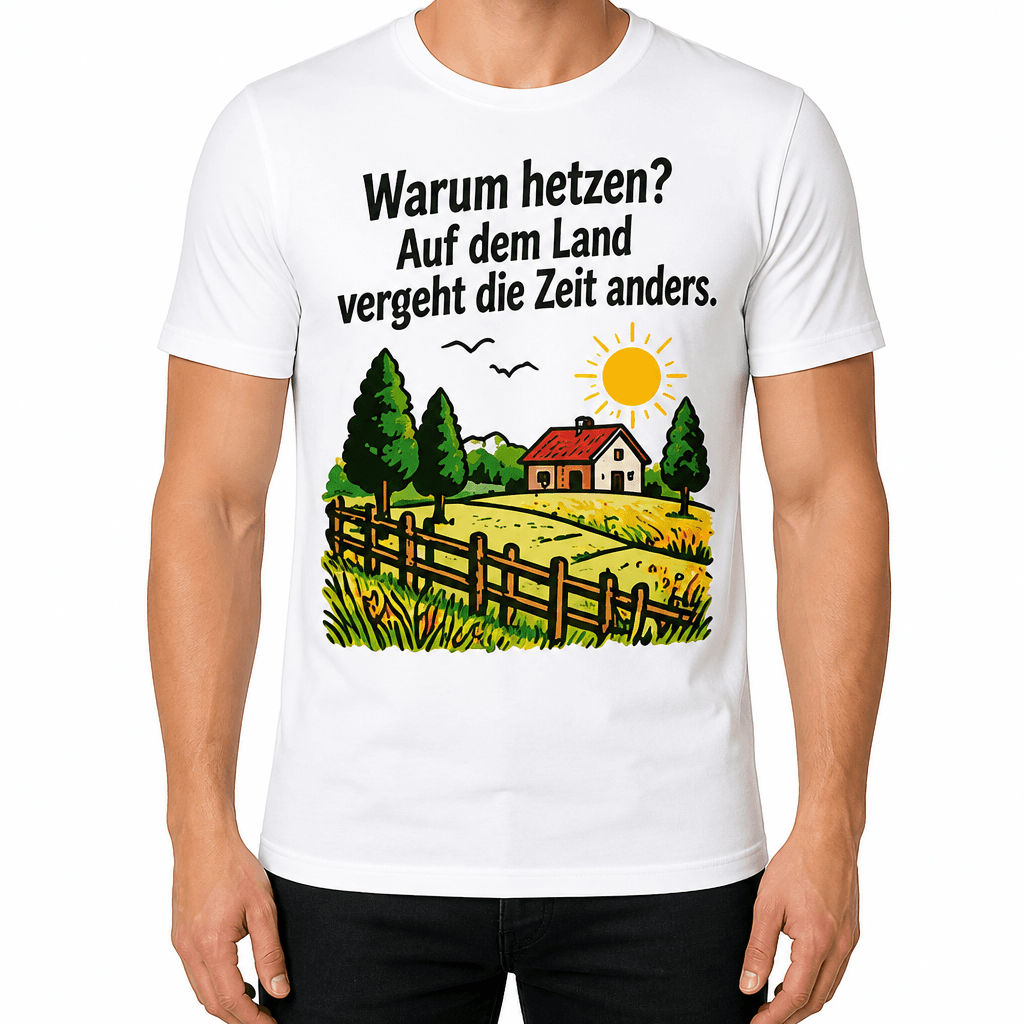 Bauern-T-Shirt – Warum hetzen? Auf dem Land vergeht die Zeit anders.
