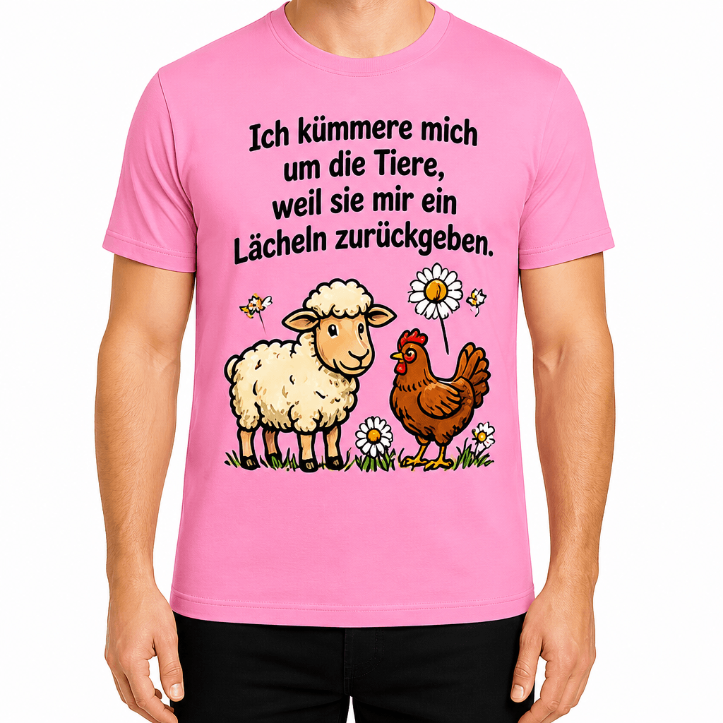 Bauern-T-Shirt – Ich kümmere mich um die Tiere, weil sie mir ein Lächeln zurückgeben.