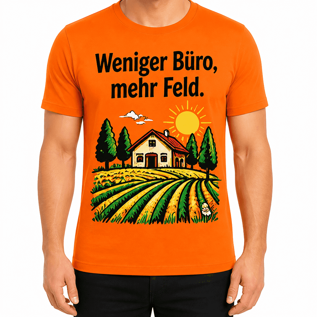Bauern-T-Shirt – Weniger Büro, mehr Feld.