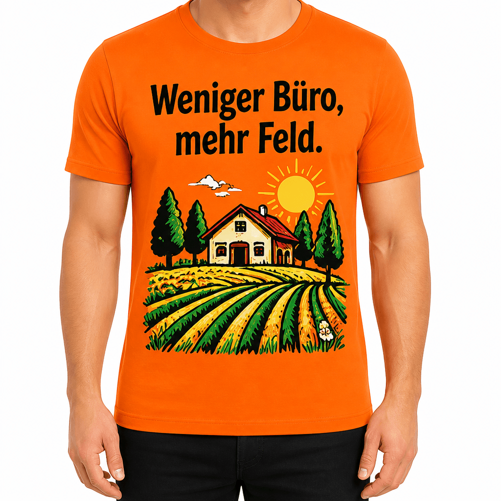 Bauern-T-Shirt – Weniger Büro, mehr Feld.
