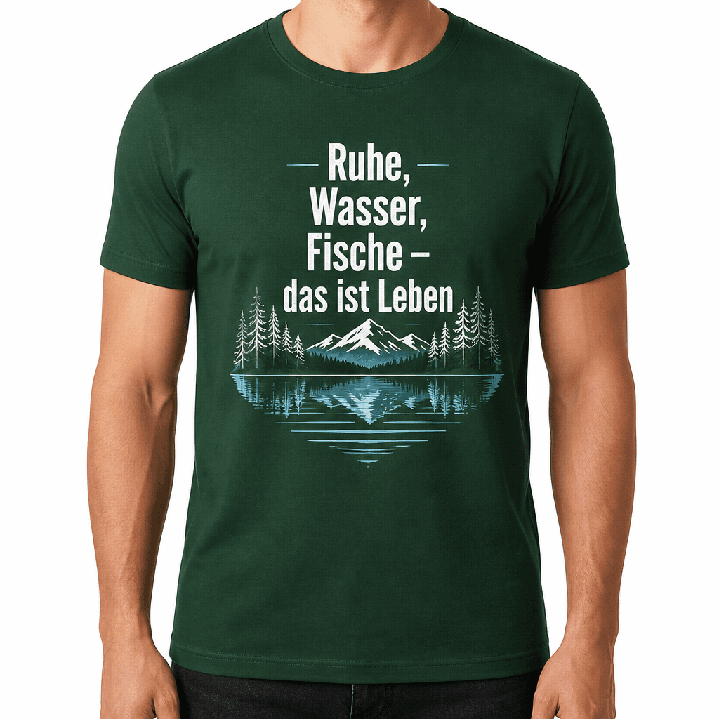 Angler-T-Shirt – Ruhe, Wasser, Fische – das ist Leben