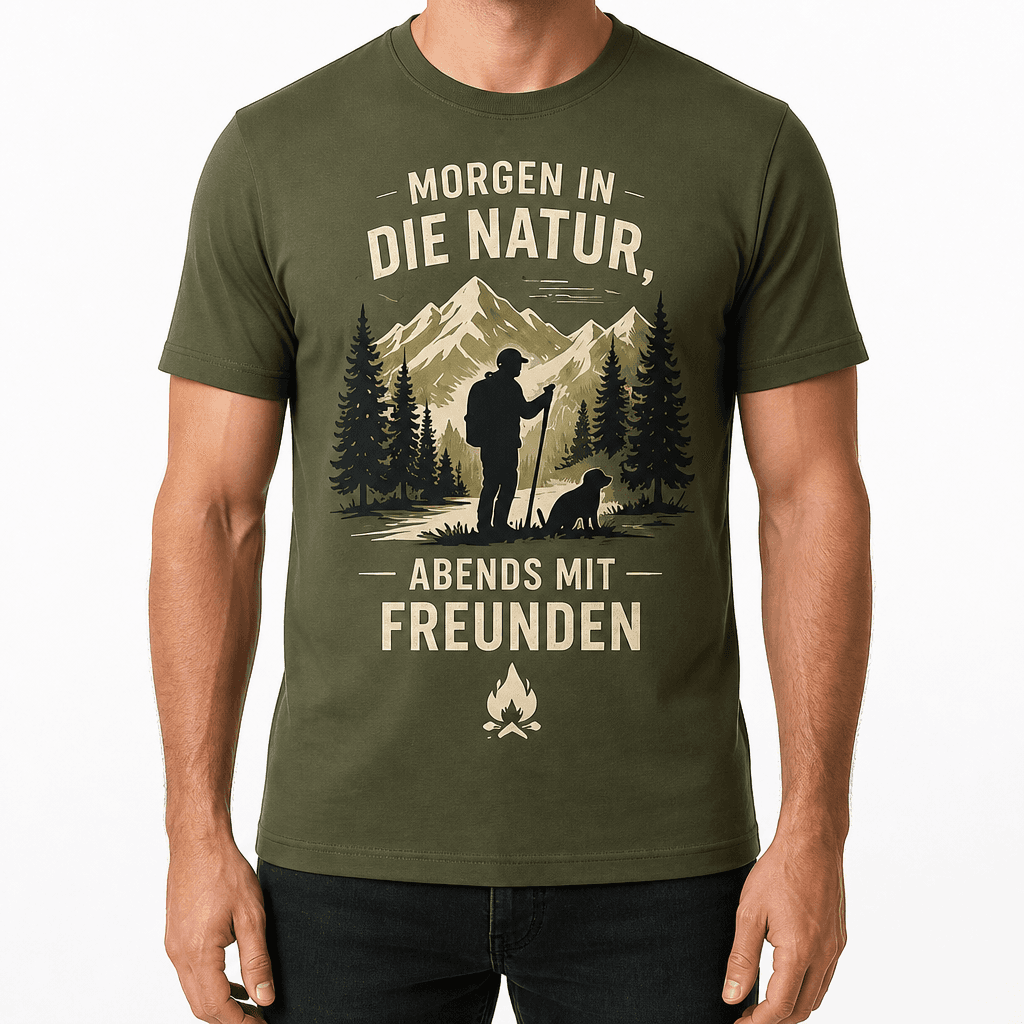 Jagd-T-Shirt – MORGEN IN DIE NATUR, ABENDS MIT FREUNDEN