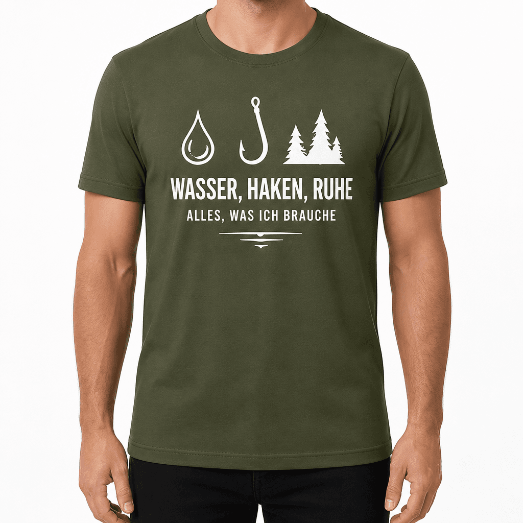 Angler-T-Shirt – Wasser, Haken, Ruhe