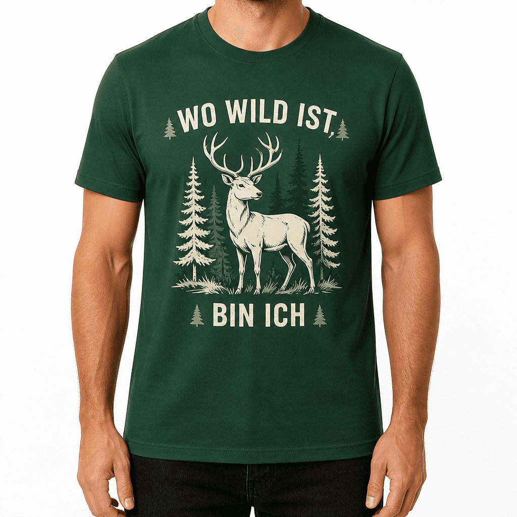 Jagd-T-Shirt – WO WILD IST, BIN ICH