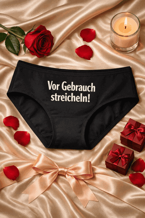 Lustige Damenunterwäsche – Vor Gebrauch streicheln!
