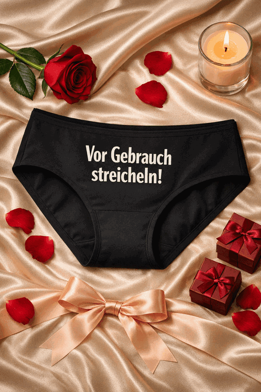 Lustige Damenunterwäsche – Vor Gebrauch streicheln!