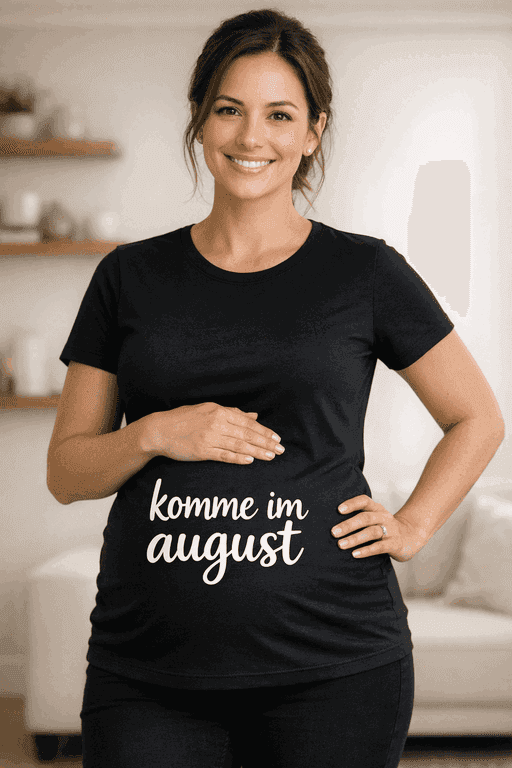 Umstands-T-Shirt „komme im august“