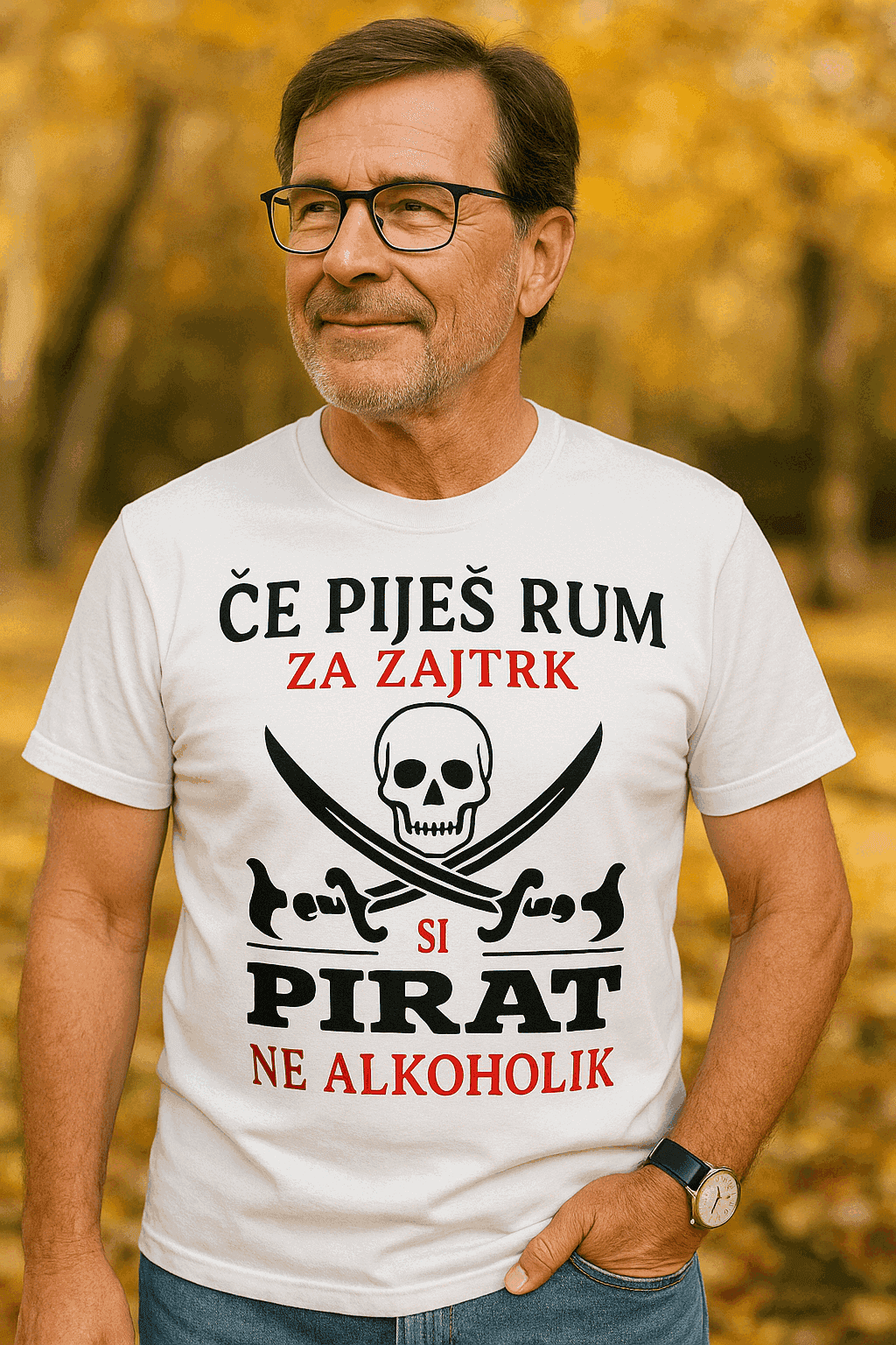 Lustiges T-Shirt Pirat Rum zum Frühstück