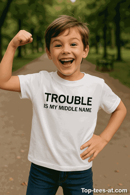 Kinder T-Shirt Trouble Is My Middle Name