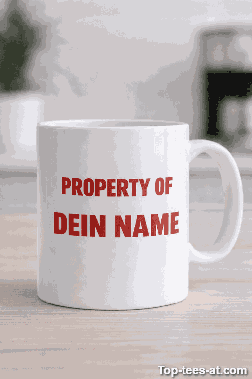 Lustige Tasse Property of mit eigenem Namen