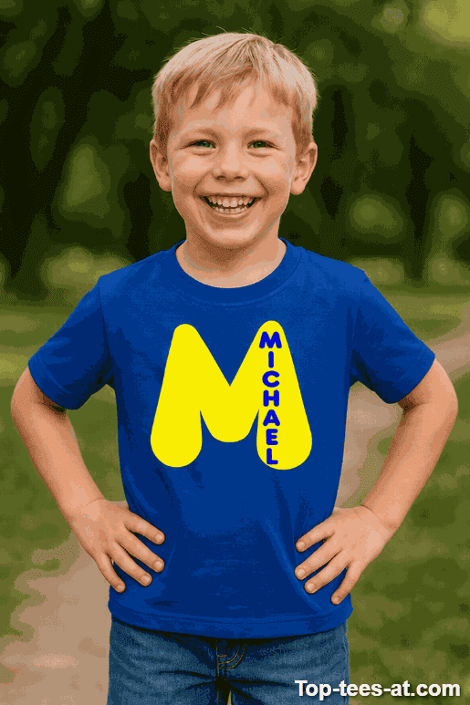 Lustiges Kinder T-Shirt Buchstabe mit eigenem Namen