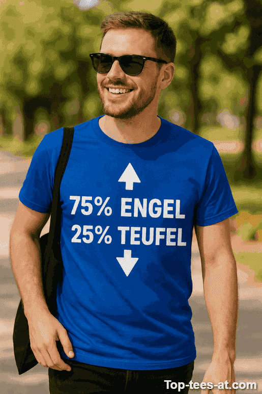 Lustiges T-Shirt 75 Prozent Engel 25 Prozent Teufel