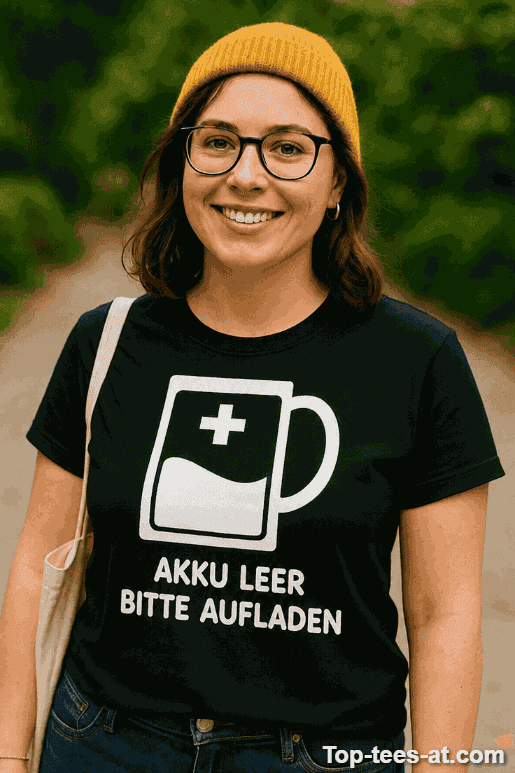 Lustiges T-Shirt Akku leer bitte aufladen