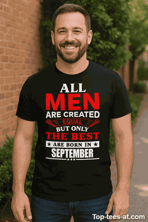 Lustiges T-Shirt all men created equal mit Wunschmonat