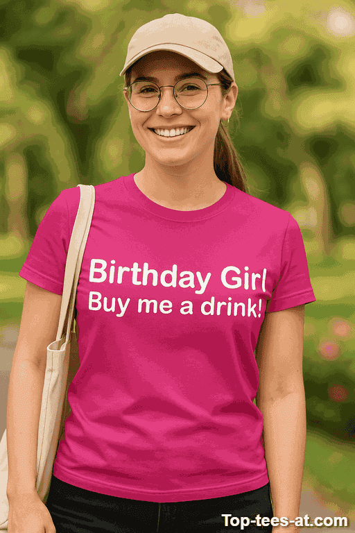 Lustiges T-Shirt Birthday Girl Buy me a drink