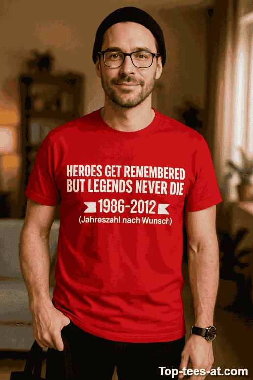 T-Shirt Heroes Get Remembered – mit Wunschjahr