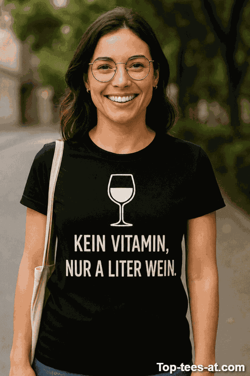 Lustiges T-Shirt Kein Vitamin nur a Liter Wein