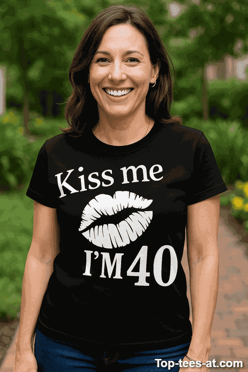 Lustiges T-Shirt Kiss Me mit Wunschjahr
