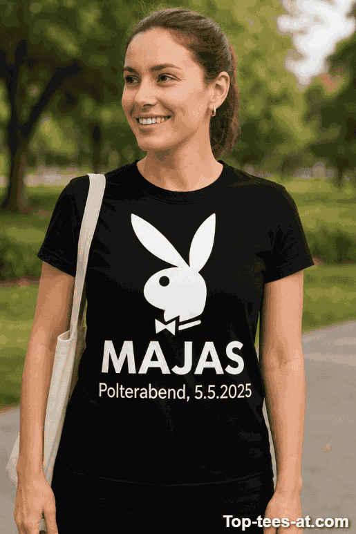 Lustiges T-Shirt Playboy Polterabend mit eigenem Namen
