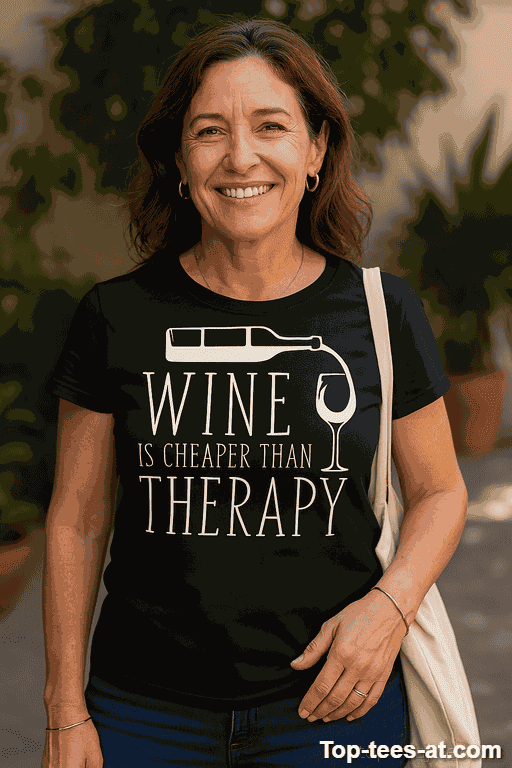 Lustiges T-Shirt Wine Is Cheaper Than Therapy
