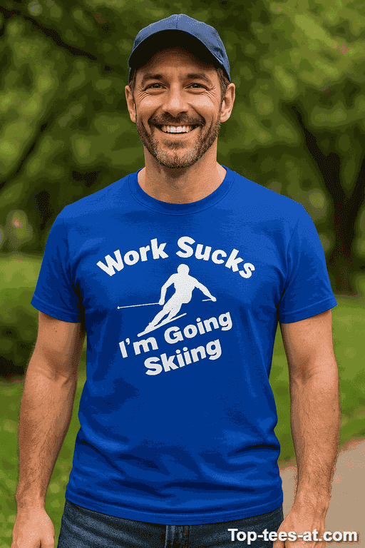Lustiges T-Shirt Work Sucks Going Skiing