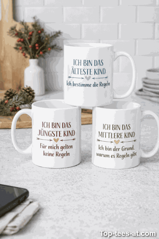 Lustiges Tassen Set 3 Stk Geschwister Regeln