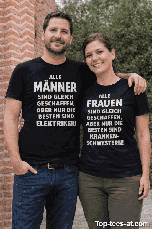 Pärchen T-Shirt alle gleich geschaffen mit eigenem Beruf