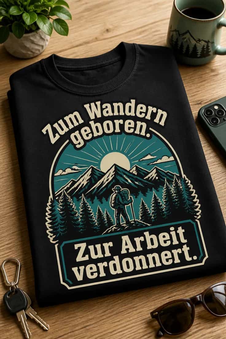 Wander-T-Shirt – Zum Wandern geboren. Zur Arbeit verdonnert.