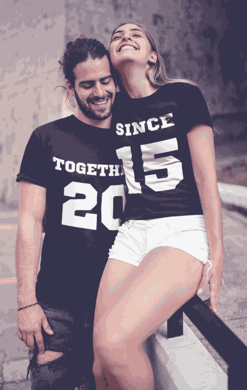 Pärchen T-Shirt Together Since mit eigenem Datum
