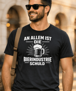 Lustiges T-Shirt „AN ALLEM IST DIE BIERINDUSTRIE SCHULD“